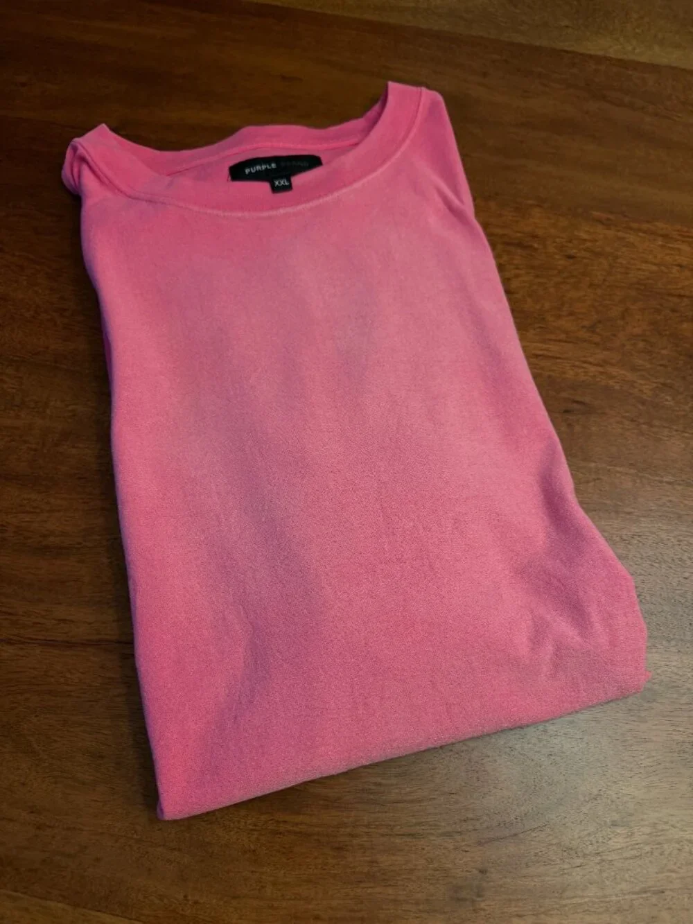PURPLE Brand - Pink Crepe Cotton T-Shirt XXL
